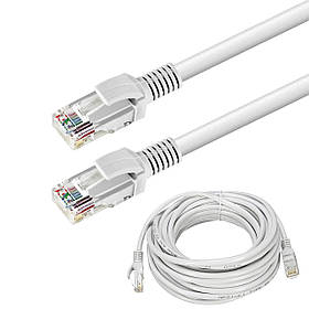 Мережевий кабель патч-корд (кабель для інтернету) LAN RJ45 CAT6 15м White (0870)