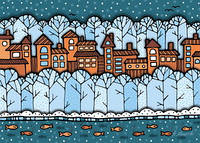 Почтовая открытка "Зимний город"