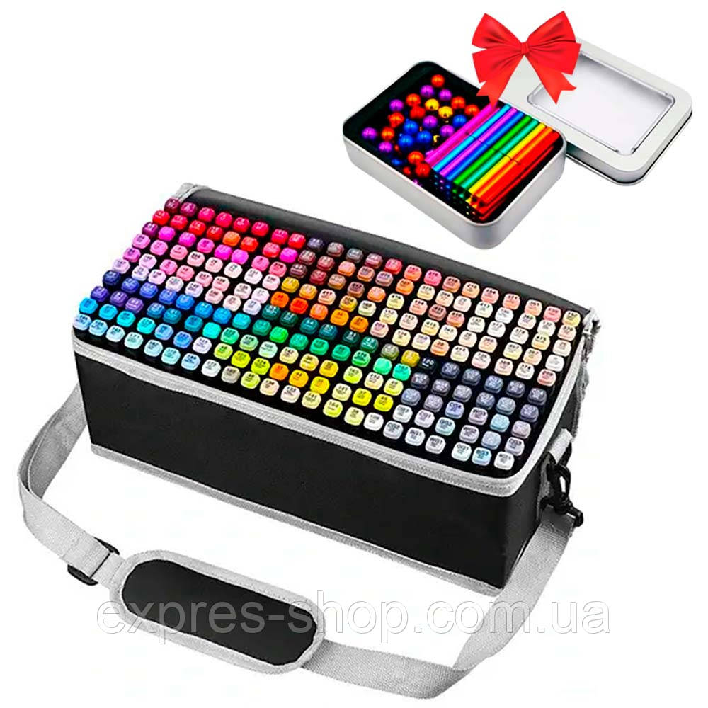 Набір скетч маркерів 262шт + Подарунок Магнітний конструктор 63шт / Маркери для малювання, фото 1