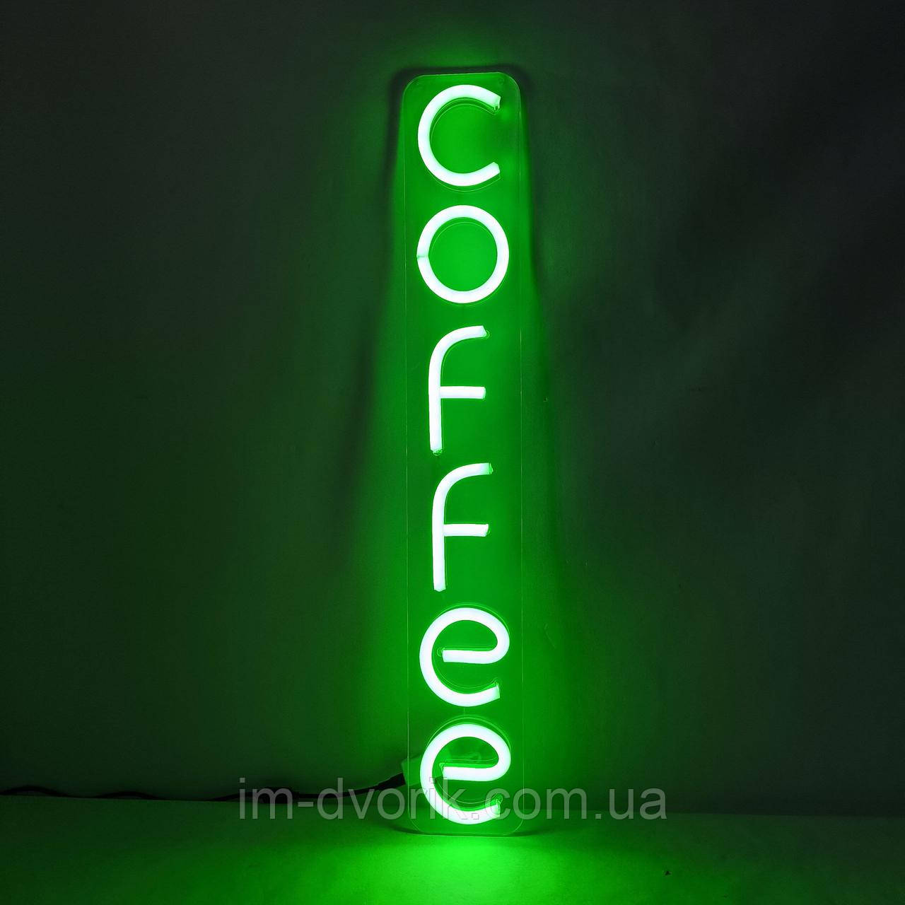 Вивіска Coffee RGB вертикальна неонова 650х100мм з пультом та блоком живлення