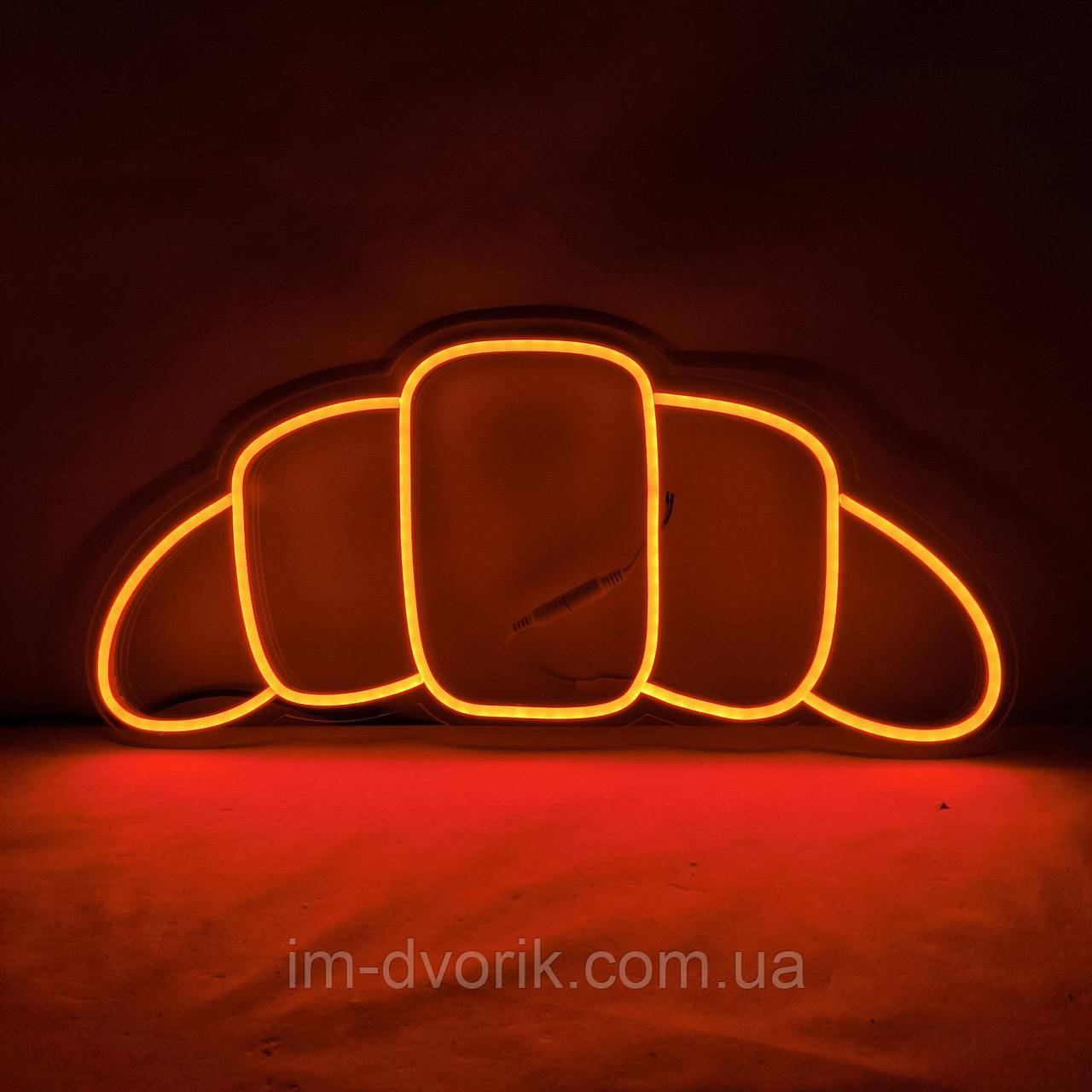 Неонова Led вивіска Сroissant (Круасан) 49х22см Помаранчева з блоком та контролером
