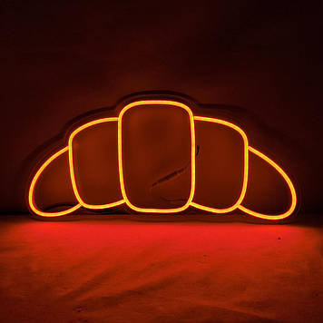 Неонова Led вивіска Сroissant (Круасан) 49х22см Помаранчева з блоком та контролером
