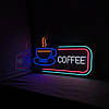 Вивіска Coffee горнятко неонова led neon різнобарвна 600х370мм з пультом, фото 7