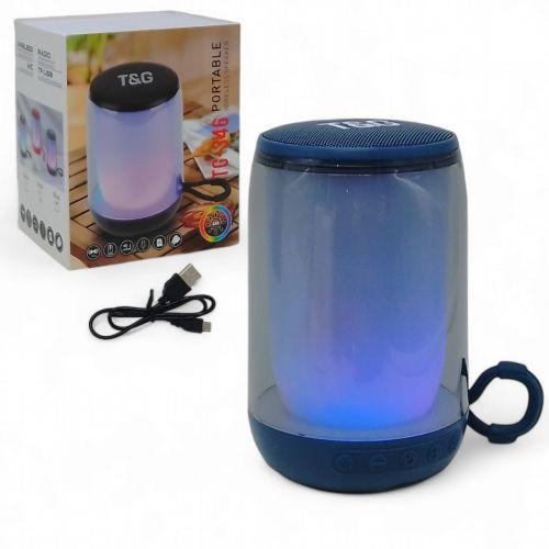 Колонка bluetooth, підсвічування, від акумулятора, micro USB, TF-картка, usb-слот (блакитна), фото 1