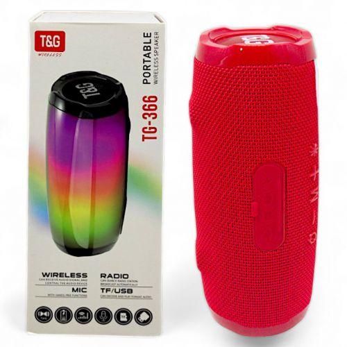 Колонка bluetooth, від акумулятора, підсвічування, type-C, TF-картка, usb-слот, AUX-роз’єм (червона), фото 1