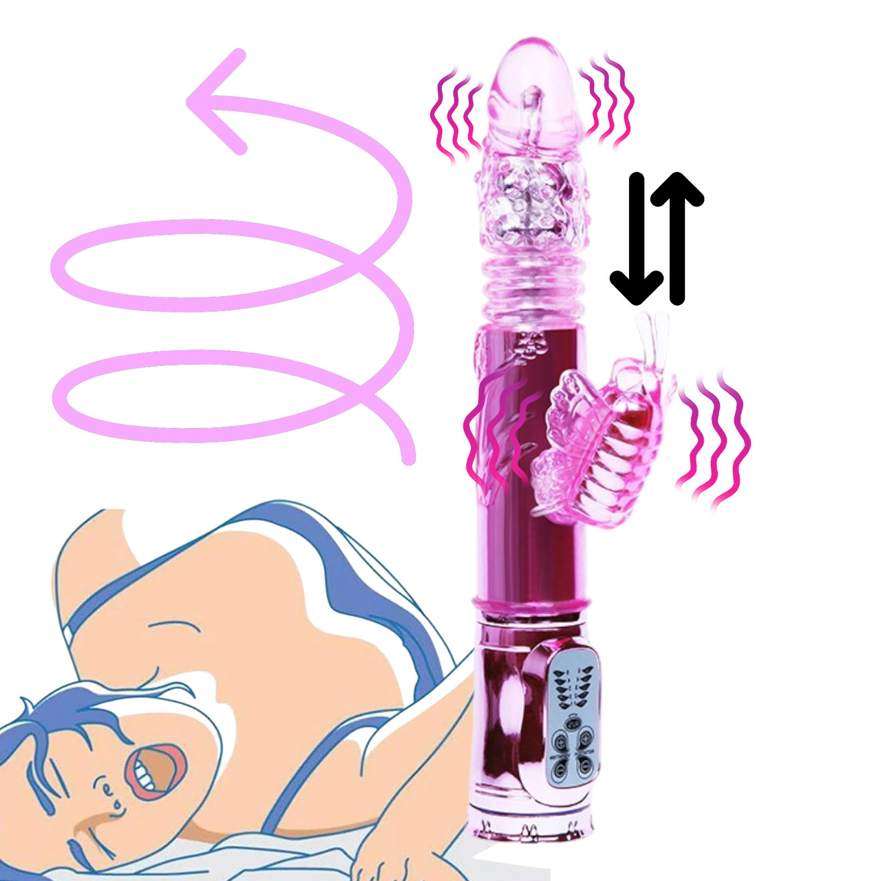 Вібратор кролик Rabbit ротація рух стимуляція клітора Vibrator Throbbing Butterfly
