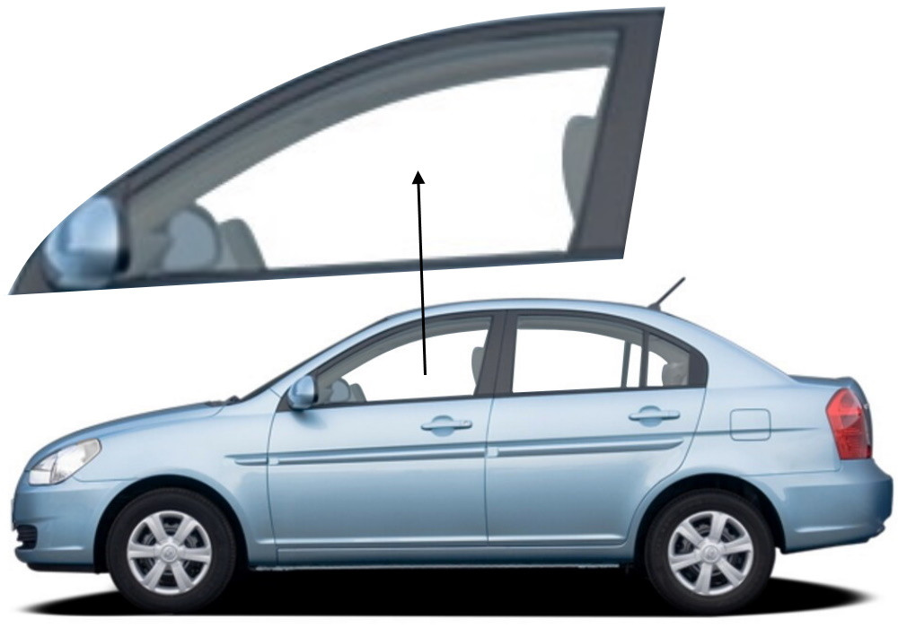 Бічне скло Hyundai Accent 2006-2010 передніх дверей ліве