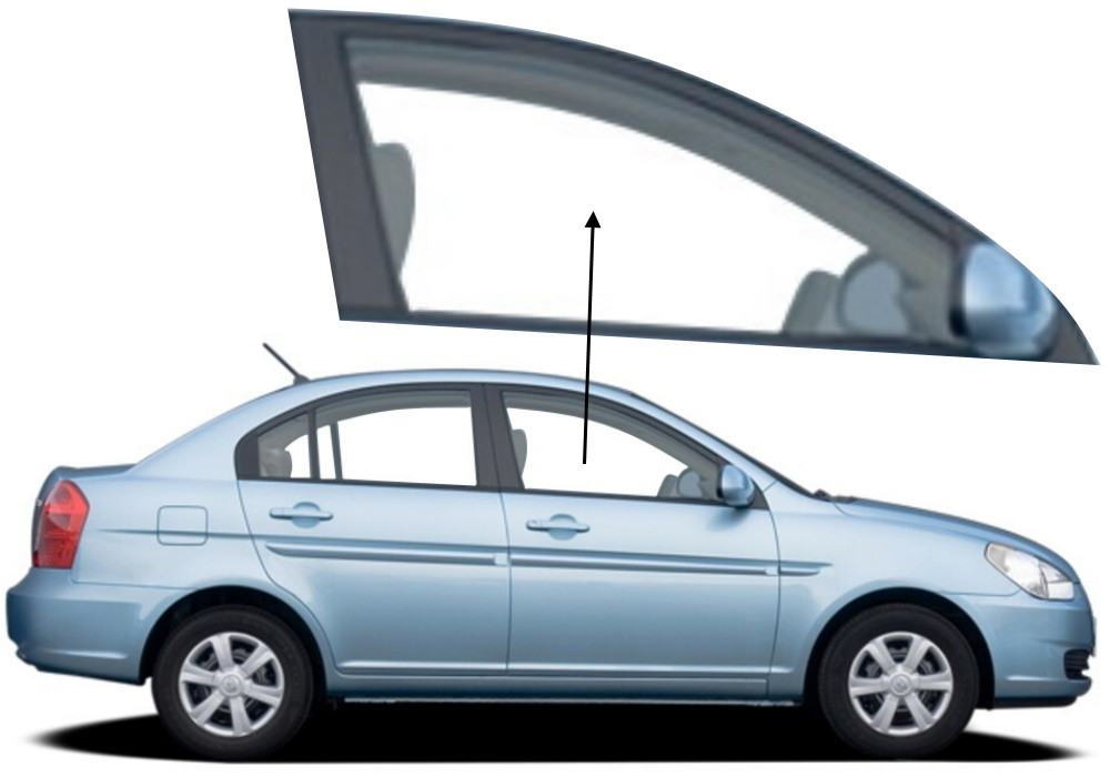 Бічне скло Hyundai Accent 2006-2010 передніх дверей праве