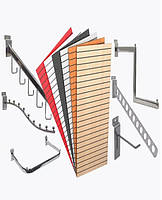 Економ-панелі і їх комплектуючі, стенди, стелажі, вітрини