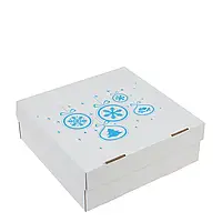 Коробка для капкейків 260х260х90 (на 9 шт) "Сніжинка" біла