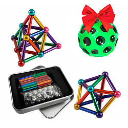 Магнітний конструктор 63шт + Подарунок Антигравітаційний м'яч / Розвиваючий конструктор для дітей