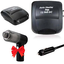 Автомобільний обігрівач + Подарунок Пилосос акумуляторний / Обігрівач в машину / Автодуйка