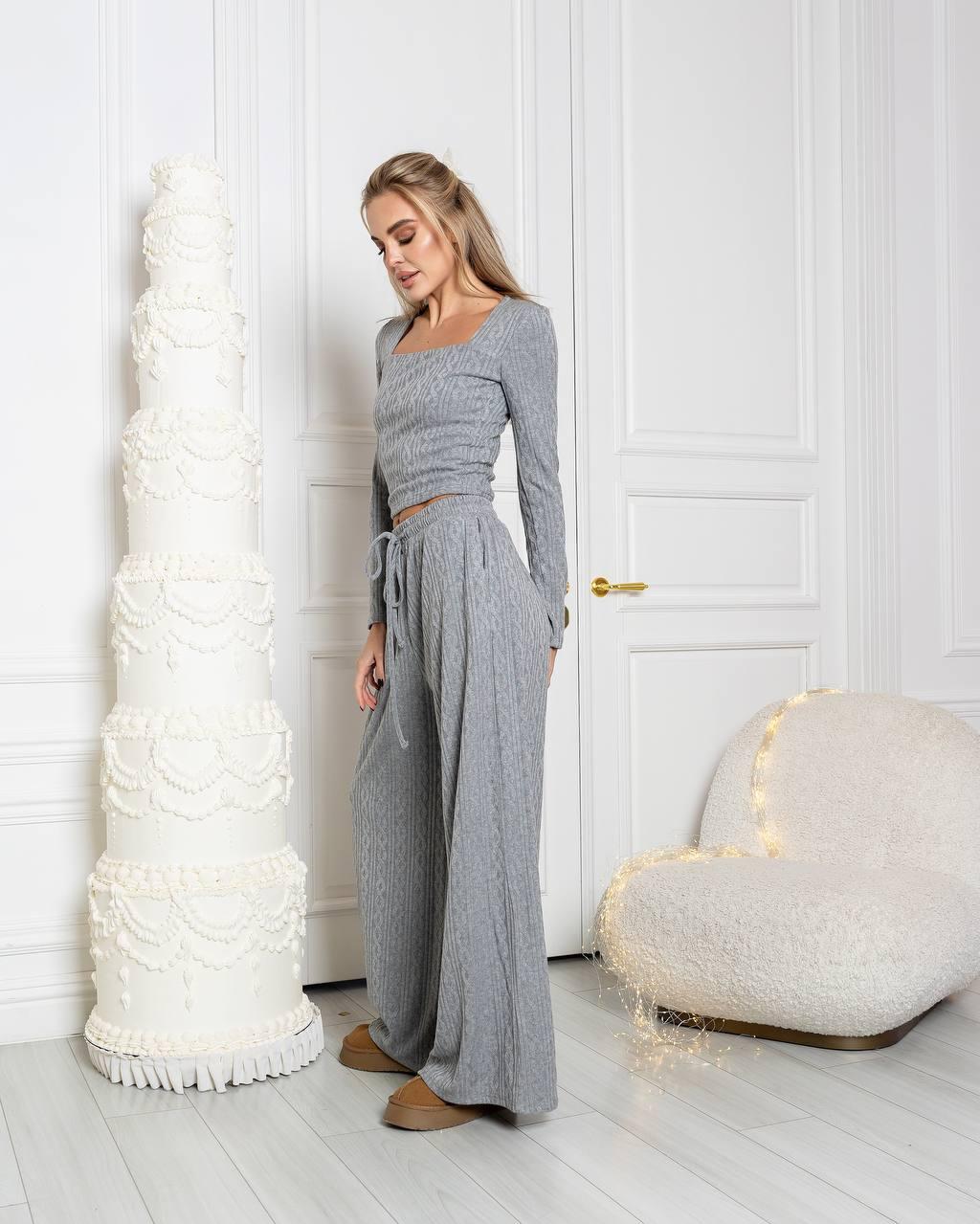 Костюм жіночий топ джемпер і широкі вільні штани-кошичка, фото 1