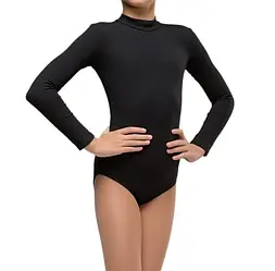 Купальник з коміром-стійкою для гімнастики та хореографії, чорний
