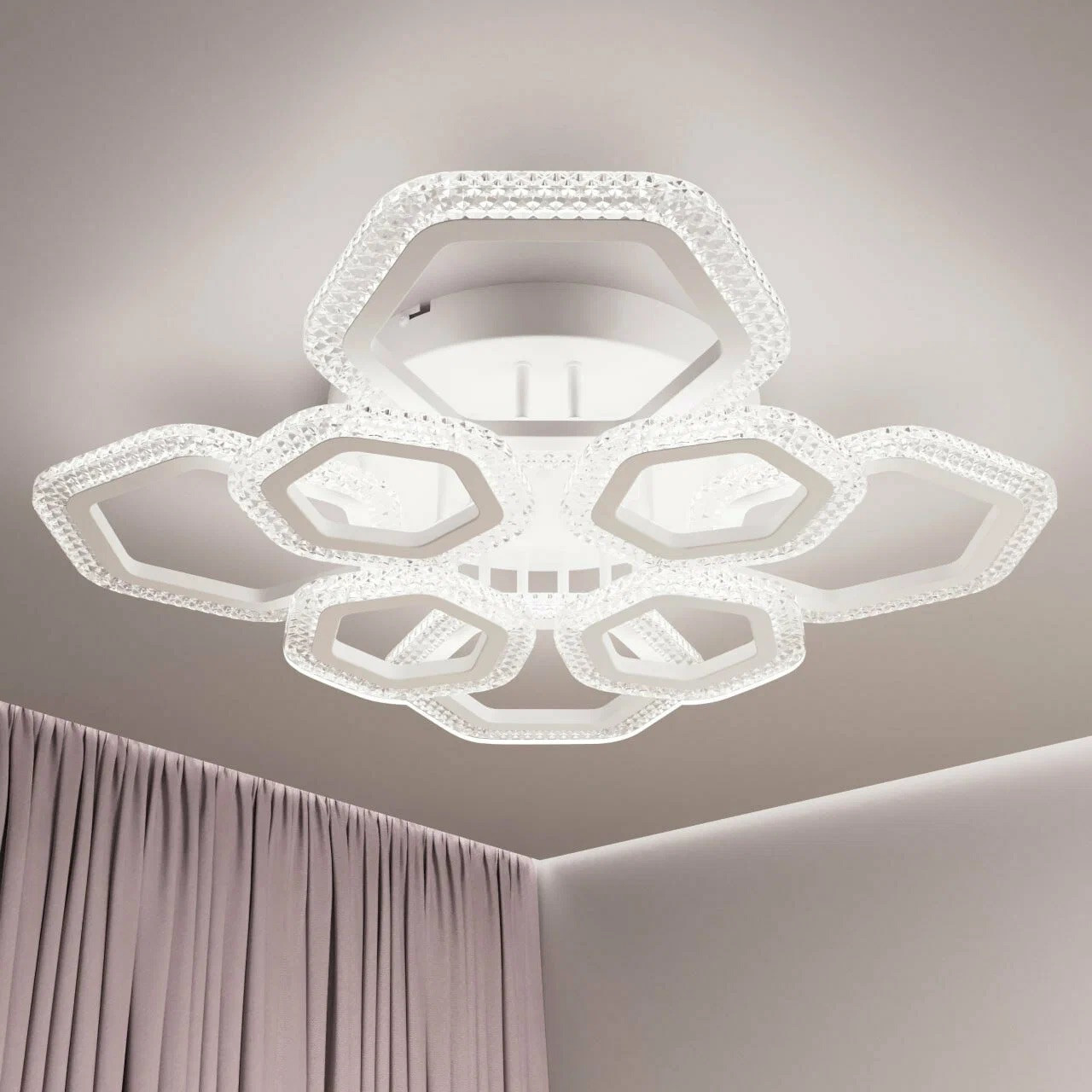 Стельова Led-люстра 180W з пультом, білий корпус, до 25 м² V LI8490C-4+4A, фото 1