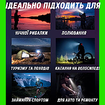 Налобний ліхтар аккумуляторний PowerBank із Type-C зарядкою CT021 потужний професійний ліхтарик на голову, фото 4