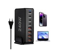 Powerbank, багатопортовий портативний зарядний пристрій, Повербанк 4 в 1, Power Bank 20000 mAh з LED,