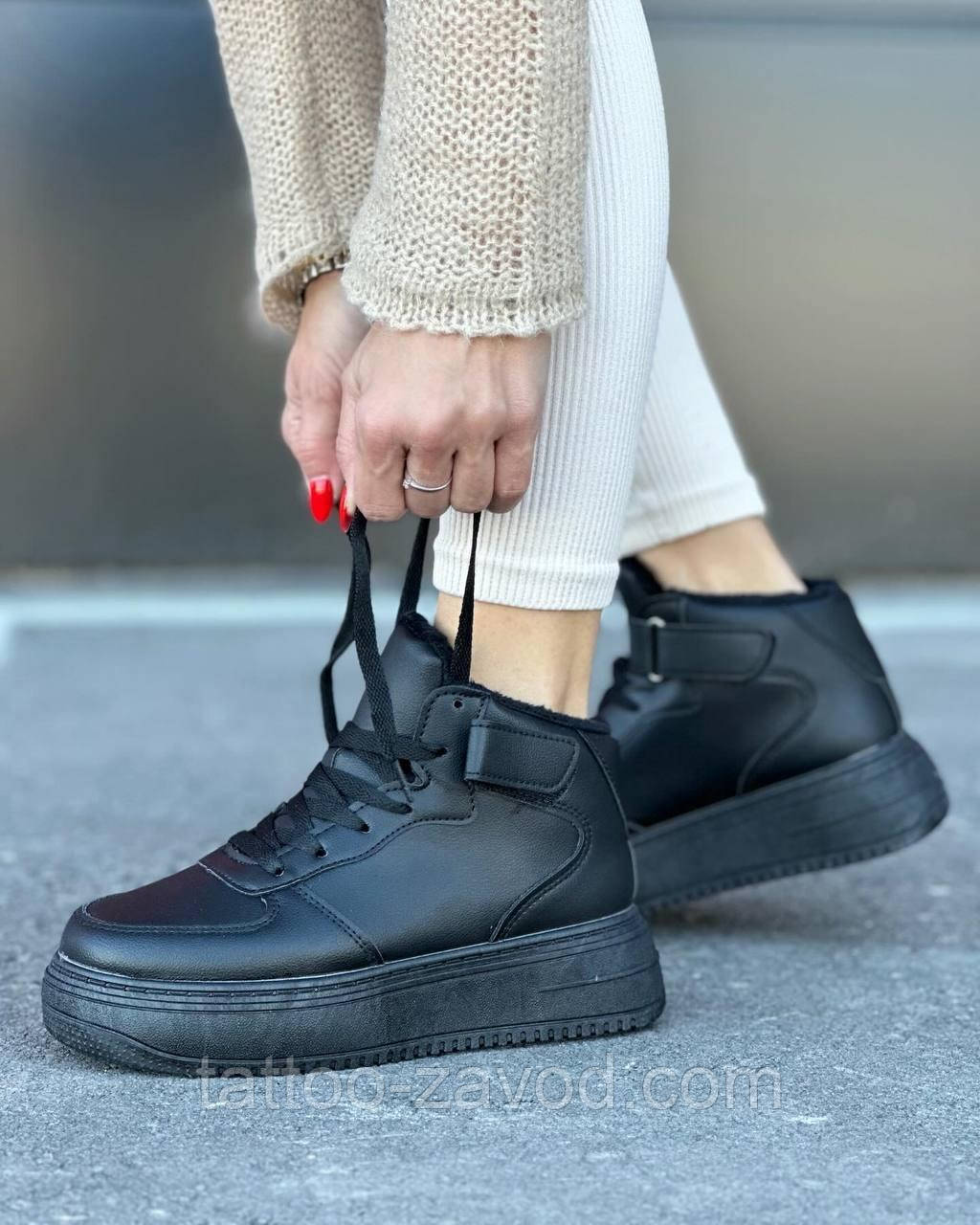 Кросівки жіночі чорні зимові 36 37 38 39 40, фото 1