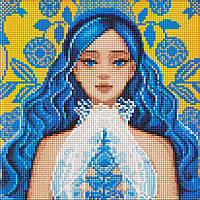 Алмазна мозаїка без підрамника Витончена Україночка з AB стразами 30х30 см Ukrainian family