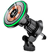 Зарядка-тримач бездротова автомобільна Qi2 15 Вт для iPhone Чорний