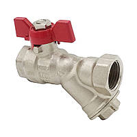 Кран кульовий 1/2"ВВ з фільтром червоний метелик V&G VG-106101