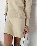 Костюм жіночий в'язаний светр джемпер і спідниця-трапеція, фото 9