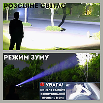 Ліхтар налобний професійний BL-A12 ліхтарик із зумом Type-C зарядкою 3 акумуляторами та потужним HP90 діодом, фото 5