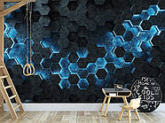 Самоклеюча плівка Oracal "Чорні шестикутники з синім світлом", декор для спальні, вітальні, фото 8