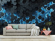 Самоклеюча плівка Oracal "Чорні шестикутники з синім світлом", декор для спальні, вітальні, фото 2