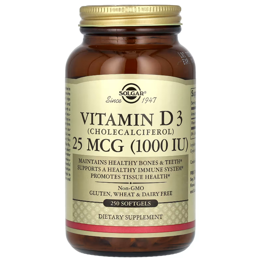 Vitamin D3 25 мкг 1000 IU Solgar 250 капсул, фото 1