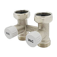 Вузол Н-подіб. прямий 3/4"В x 3/4" євроконус без ніп, з вентилями  V&G VG-606101