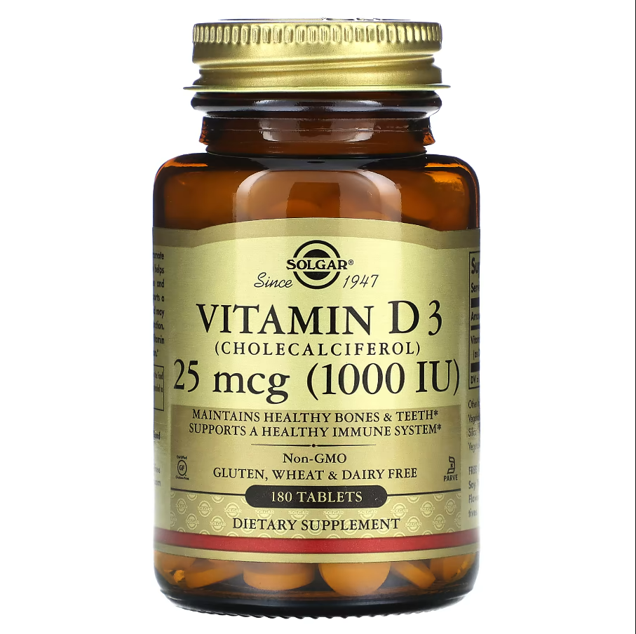 Vitamin D3 25 мкг 1000 IU Solgar 180 таблеток