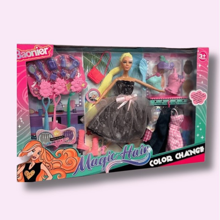 Дитячий ігровий набір для дівчинки Лялька принцеса Змінює колір волосся рухомі частини тіла одяг аксесуари, фото 1
