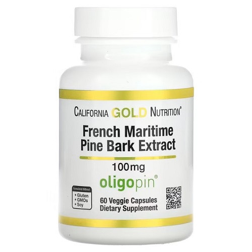 Активне довголіття California Gold Nutrition French Maritime Pine Bark Extract 100 mg (60 капсул.), фото 1