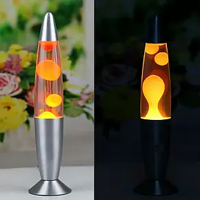 Лава лампа двоколірна 34 см Жовтогаряча, Настільна лава лампа LAVA LAMP Колір Жовтогарячий, фото 1