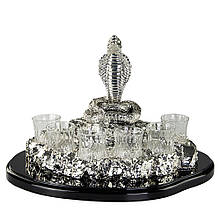 Подарунковий набір із 6 бокалів для віскі на дерев'яній підставці "Змія" від італійського бренду ArtBe