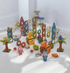 Дитячий магнітний конструктор-трек 2201, (153 дет.), містечко-трек з кульками та фігурками