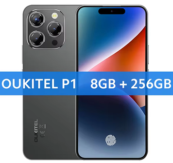 Cмартфон OUKITEL P1 Black 8/256GB AMOLED 6,7 дюйма 120Гц Helio G99 NFC + ПОДАРУНКИ