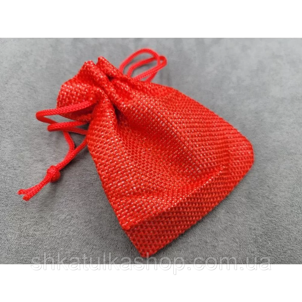 Мішки 7*9см, 50 шт, мішковина, колір червоний, фото 1