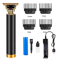 Тример універсальний для стрижки волосся і бороди T9, АКБ 18650, 4 насадки (1.5, 2, 3, 4 мм)