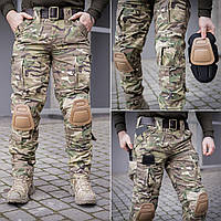 Штани з наколінниками мультикам стрейч Grifon Rip-Stop (Tornado Winter) на флісі