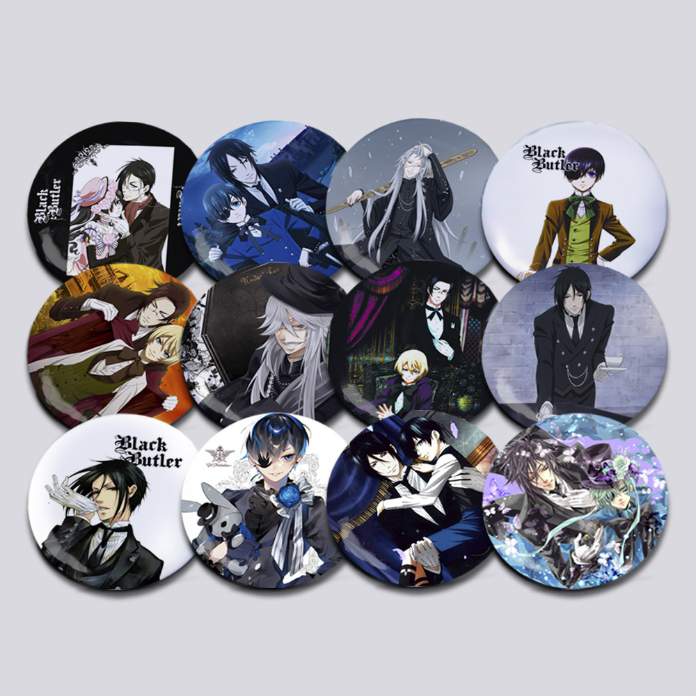 Набір значків 32 мм Аніме Black Butler 12 штук 002