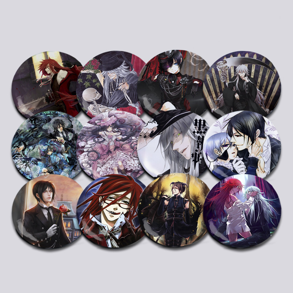 Набір значків 44 мм Аніме Black Butler 12 штук 003