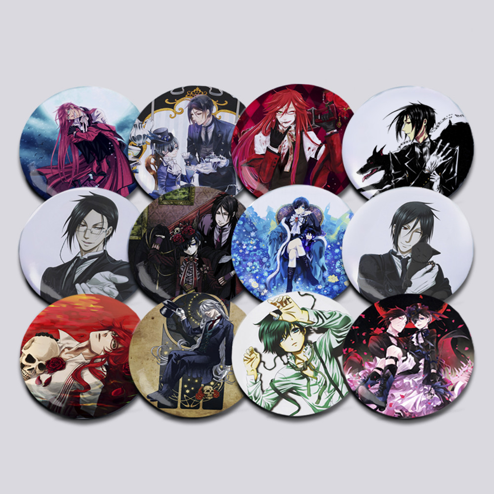Набір значків 32 мм Аніме Black Butler 12 штук 004