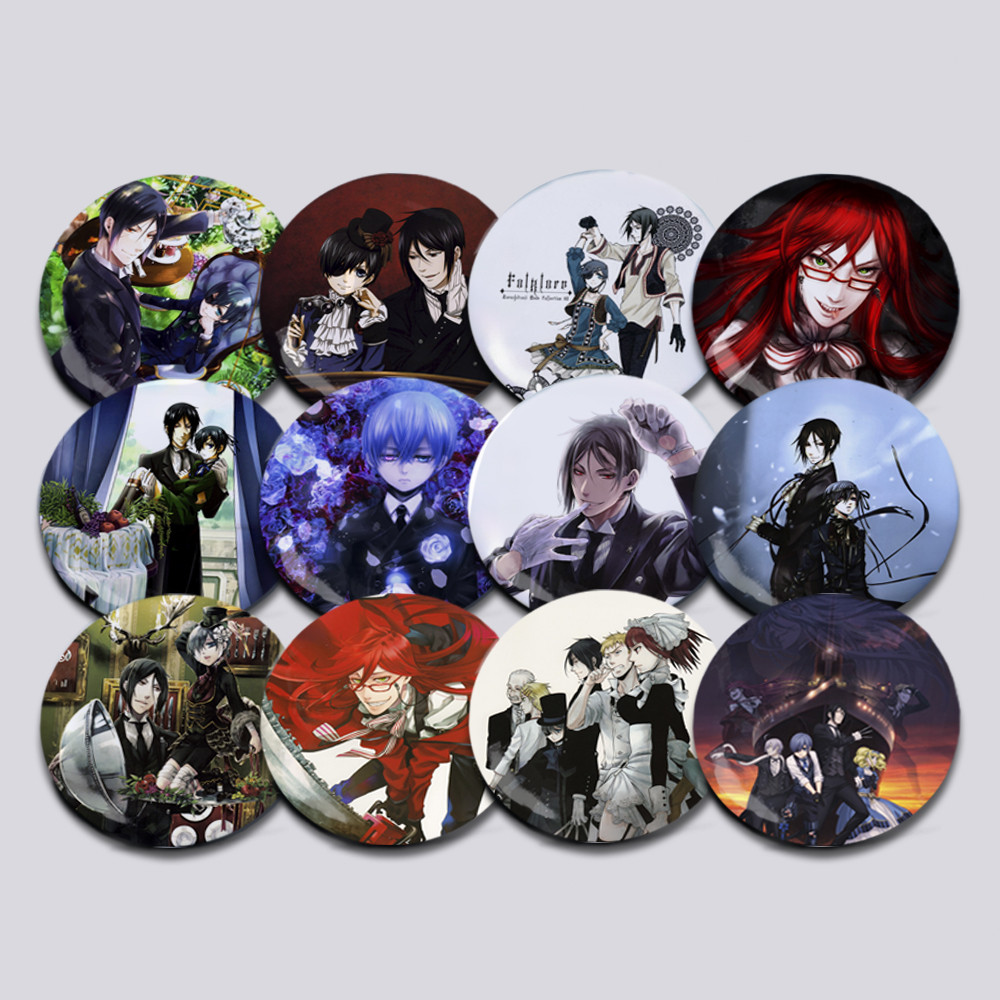 Набір значків 56 мм Аніме Black Butler 12 штук 005
