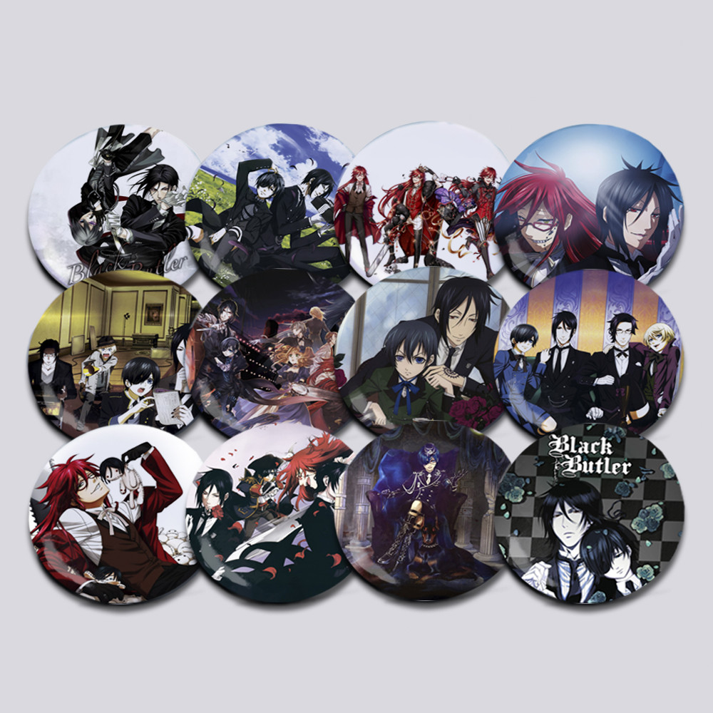 Набір значків 56 мм Аніме Black Butler 12 штук 006