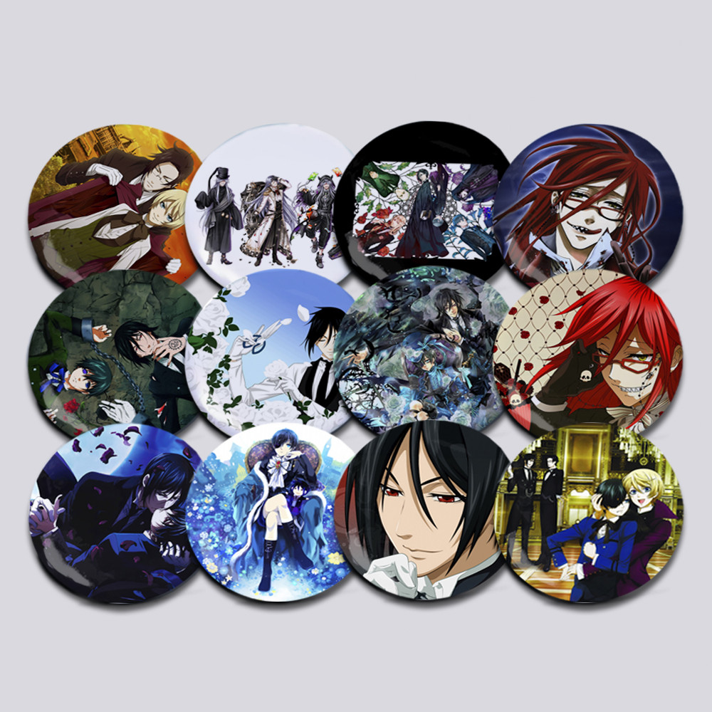 Набір значків 44 мм Аніме Black Butler 12 штук 007