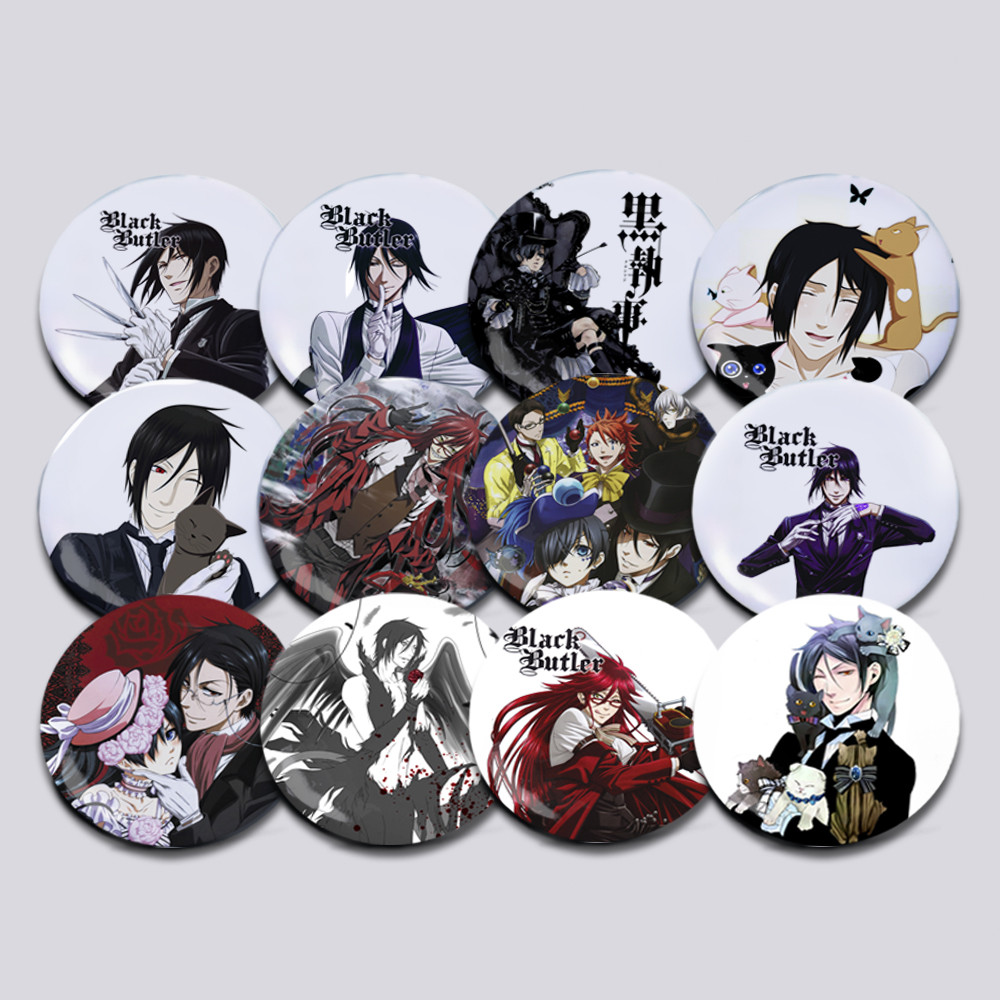 Набір значків 32 мм Аніме Black Butler 12 штук 001