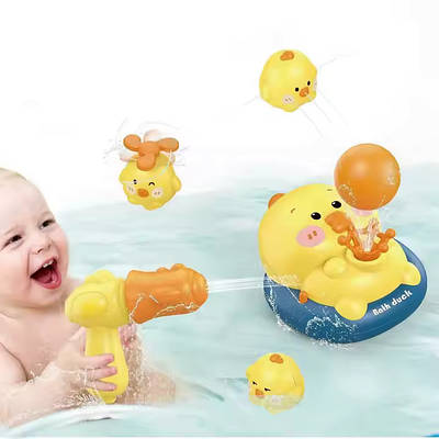 Розвиваюча іграшка для купання Фонтанчик для ванни Каченя Водна інтерактивна гра з насадками USB-кабель