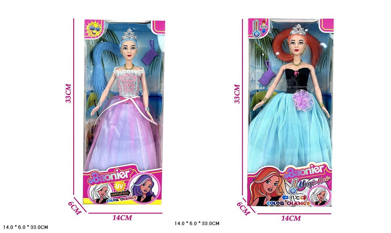 Лялька JJ9903-G9/JJ9905-W13 Барбі змінює колір волосся 2 види, фото 1